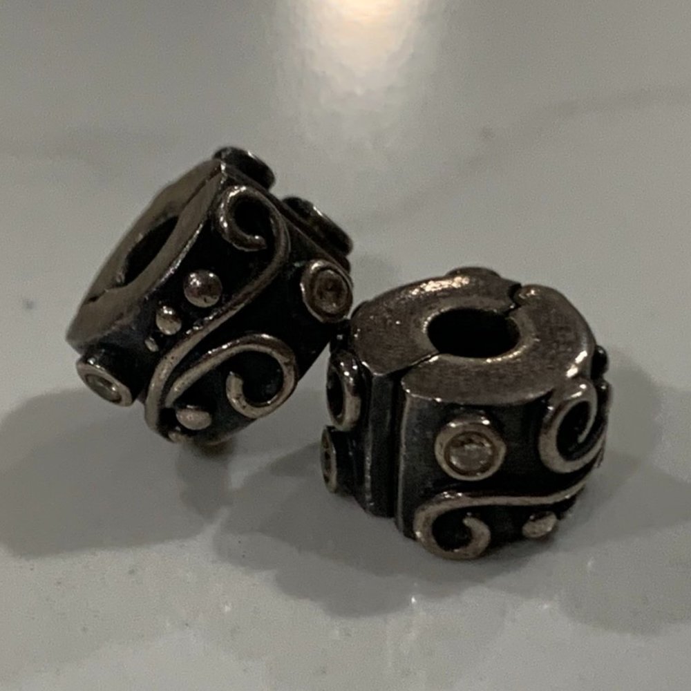 Two Pandora Clips with Clear Stone